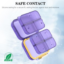 2PCS Travel Pill Organizer, Portable Travel Pill Case, Multipurpose Travel Pill Containers, Pill Cases Organizers 7 Day, Travel Size Pillbox, Purple