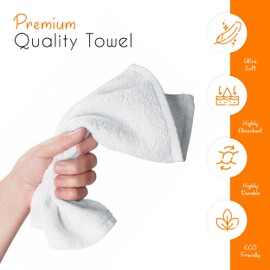 Olivia Rocco Hotel Collection Towels White Grey Hospitality Commercial Towel Set for Hotels B&Bs Hospitals 100% Soft Cotton Super Absorbent and Quick Dry, 12 Pk Face Cloths White