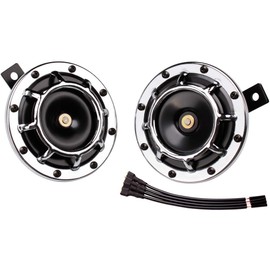 FARBIN Car Horns 12V Super Loud Horn Supertone Car Horn High Tone/Low Tone Metal Truck Horn Train Horn Twin Horn Kit with Protective Grill (silver)