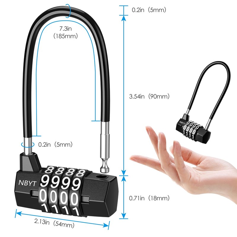 Brifit Combination Padlocks, Long Shackle Padlock with 4 Digit Code,