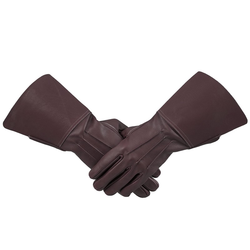 Men's Long Cuff Gauntlets Gloves Piper Drummer Band Gloves (Darkbrown,