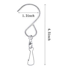 MFDSJ 24 Pcs Swivel Clip Hanging Hooks, Stainless Steel 360 Degree Rotating Windsock Clips for Hanging Wind Chimes, Plants, Bird Feeder, Crystal, Birdcage