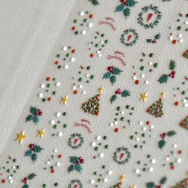 2Pcs Christmas Nail Art Stickers Decals 5D Christmas Nail Decals Colorful Balls Christmas Tree Star Fruit Wreath Christmas Design Stickers Xmas Nail Art Supplies Christmas Nail Decoration for Women