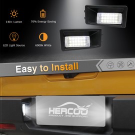HERCOO License Plate Light LED Tag Lamp Assembly Replacement for Ford Bronco Sport 2021 2022 2023 2024, Powered by 18-SMD 6000K White Tag Lights, Pack of 2