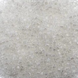 Miyuki Square/Cube Beads 1.8mm Crystal AB Matte 250 Gram Bulk Bag Japanese Glass Beads