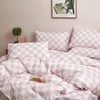CLOTHKNOW Pink White Plaid Queen Sheet Set 4Pcs Grid Bedding