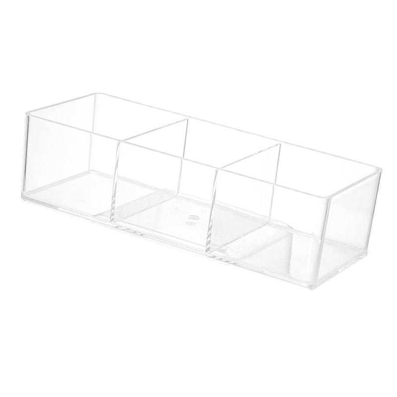 Transparent Acrylic Make-up Organizer Box, 3 Compartments, Ideal for the