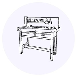 24 x 40mm Round 'Tools Workbench' Stickers (SK00063333)