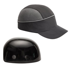 MOHEEN Safety Bump Cap, Baseball Hard Hat with Reflective Stripes Lightweight and Breathable Head Protection Cap Short Brim Black 18101