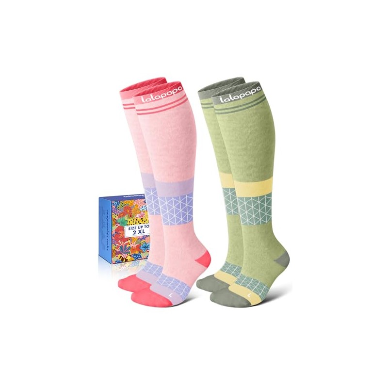 Cotton Compression Socks for Women - 15-20mmHg Cushioned Sole, Soft