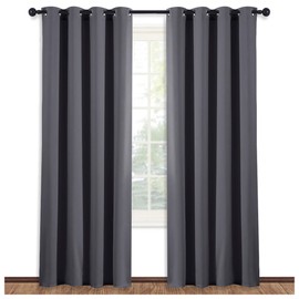 NICETOWN Blackout Blind for Living Room - (Grey Color) Window Drape Energy Efficient Curtain Panel Home Decoration, W52 x L95 Inch, 8 Grommets/Rings Top, Single Piece