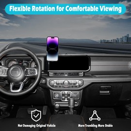 AOUKKL Car Phone Holder Fits for Jeep Wrangler JL/Gladiator JT 2024 Accessories(Only fit for 12.3-Inch Screen),Thick Cases Friendly,Cell Phone Mount for 4.7-7 in Phones