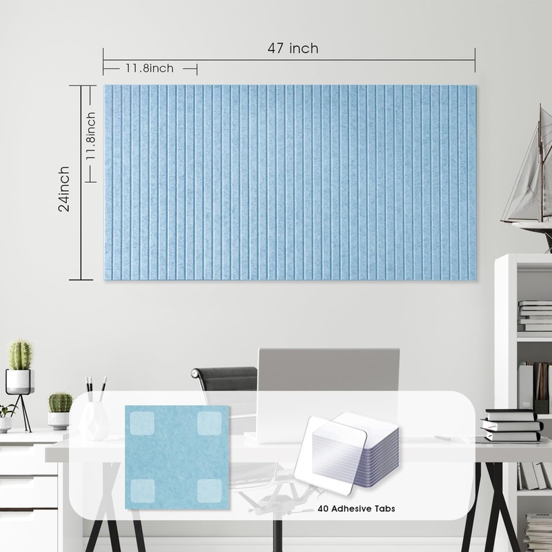 Large Cork Board for Office, 8 Pack Felt Wall Tiles
