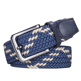 AGEA Cinturón de cintura trenzado elástico para hombres y mujeres, Caqui azul, Waist 44"-47"