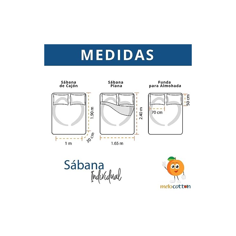 Melocotton Juego de Sábana Individual de Microfibra 1800 grabada a