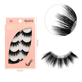 Jagowa 4 Pairs False Eye Lashes Reusable Face Eyelashes Thick Fluffy Mink Eyelashes Hand-Made Reusable Natural Look Long Eye Lashes For Makeup