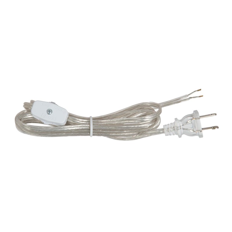 B&P Lamp® 8 Foot Clear Silver Cord Set W/Rotary On-Off