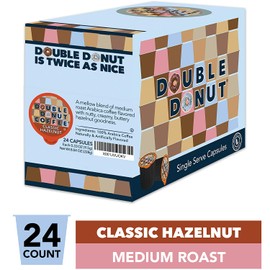 Hazelnut Coffee in Recyclable Single Serve Coffee Pods for all Hazelnut Coffee K Cups Brewers, from Double Donut, 24 cups