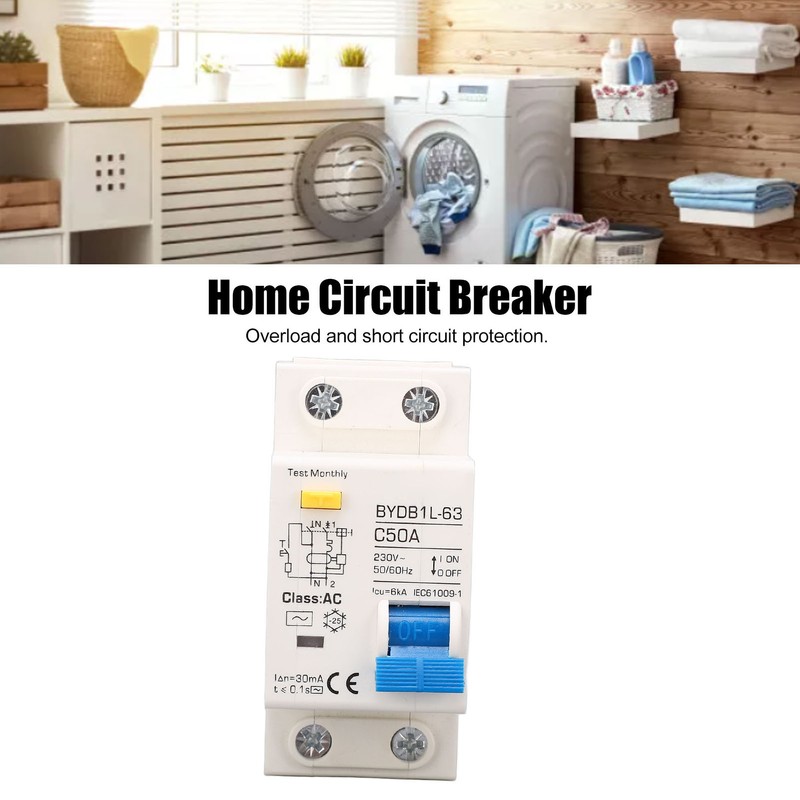 Circuit Breaker 1P+N 50A 230V AC MCB Leakage Protection Switch