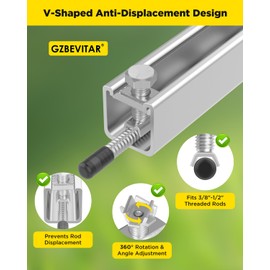 GZBEVITAR Seismic Rod Stiffener for 1-5/8" Strut Channel, Thickened Galvanized Hanger Bracing Clip with 1/2" Bolt, Fits 3/8" to 1/2" Threaded Rods (16 Pack)