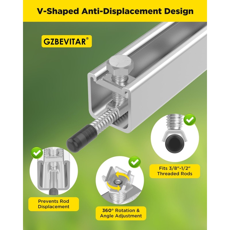 GZBEVITAR Seismic Rod Stiffener for 1-5/8" Strut Channel, Thickened Galvanized