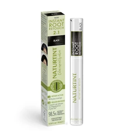 Naturtint Instant Root Retouch Temporary Grey Concealer for Hair, Roots and Eyebrows Practical and Comfortable thanks to the Brush 98.5% Natural Ingredients Black 10 ml