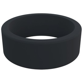 QALO Basic & Flat Silicone Ring for Men (Gunmetal, Size 10) - Breathable & Durable Silicone Wedding Bands - Elegant Silicone Men’s Wedding Rings - Rubber Engagement Rings for Him - 8mm x 2mm