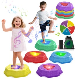 ABVSAB Stepping Stones for Kids with Light & Music, Indoor & Outdoor Toys for Toddlers Kids Ages 3+,Toddler Sensory Toy for Obstacle Course Coordination