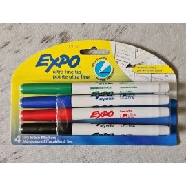 EXPO Low-Odor Dry-Erase Markers Ultra Fine Point Assorted 4/Pack 1871133