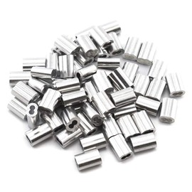 SDTC Tech Aluminum Crimping Loop Sleeve Dual Hole Cable Ferrule for 1/16" Diameter Wire Rope - 60 Pack