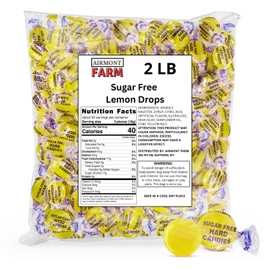 Sugar Free Lemon Drops Hard Candy Individually Wrapped Bulk Old Fashioned Lemon Candy (2LB)