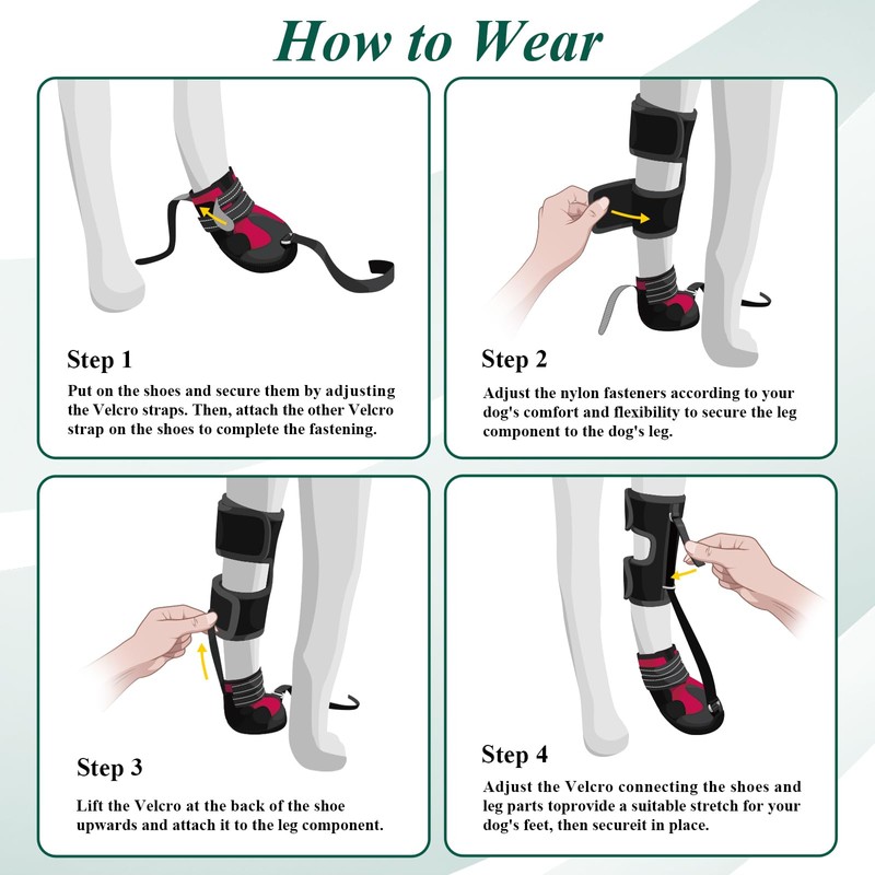 Strap-On Drop Foot Brace (No Knuckling Boot Brace) for Dogs—
