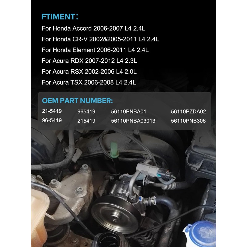 TAUTOY 21-5419 96-5419 Power Steering Pump with Pulley For Honda