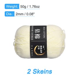 sourcing map Acrylic Yarn Skeins, 2 Pack of 50g/1.76oz Soft Crochet Yarns for Knitting and Crocheting Craft Project, White