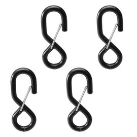 US Cargo Control Heavy Duty Black Vinyl Coated S-Hook w/Keeper - 4 Pack