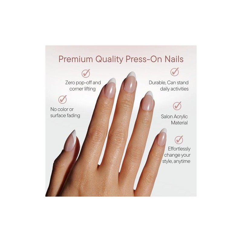 Celebritips Uñas Postizas Decorativas | Esmalte Francés Clásico, Uñas Cortas
