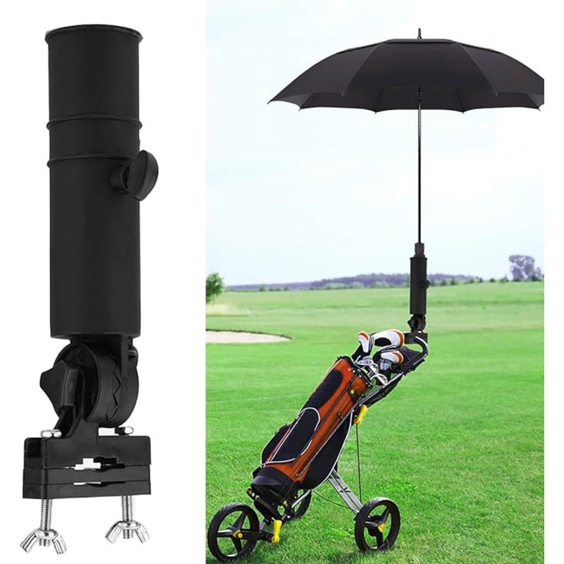 Universal Golf Cart Umbrella Holder, Adjustable Stand for Push Cart,