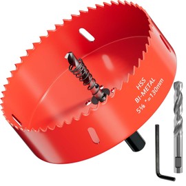 GARHWAL Bi-Metal Hole Saw 130 mm, Drill Bit, Hole Drill, with Triangle Shank Adapter and Pilot Drill - Precise and Fast Cutting of Wood, Plastic, Plasterboard, and Thin Metal Panels
