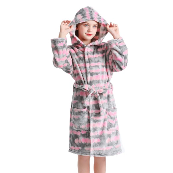 V.&GRIN Girls Fleece Robes, Hooded Plush Soft Fuzzy Warm Fluffy
