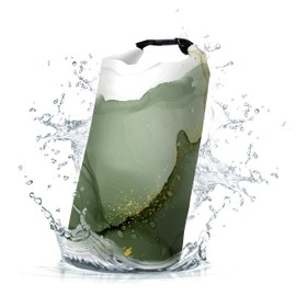 Cliduli Waterproof Dry Bag,Roll Top Sage Green Marble Small Waterproof Backpack 5L/10L/20L Floating and Lightweight Bags for Kayaking, Boating, Fishing, Swimming and Camping