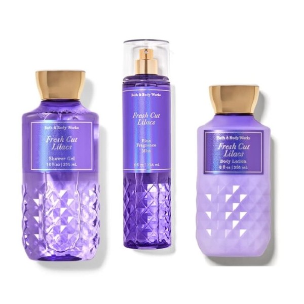 Bath and Body Works - Fresh Cut Lilacs - Full Size Set - Shower Gel, Body Lotion, Fine Fragrance Mist- 2021