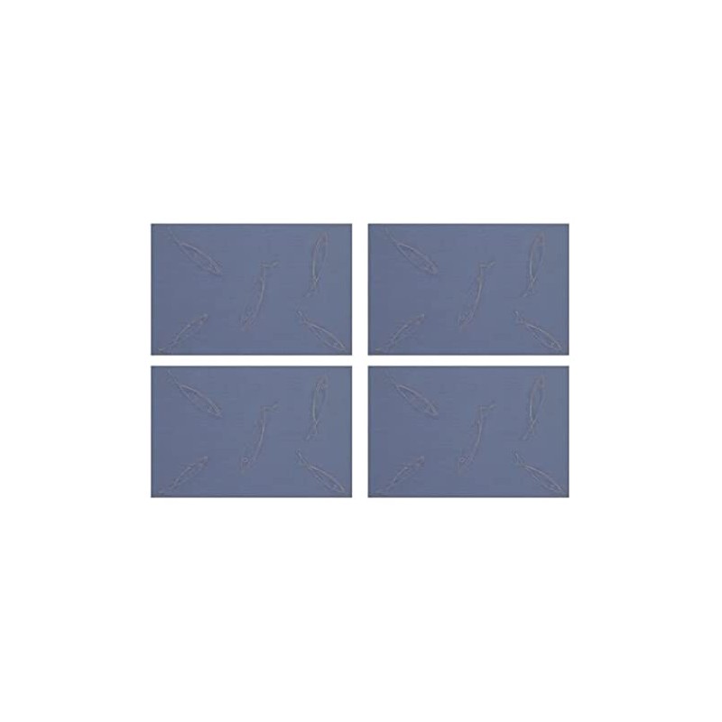 Plymouth Pottery Woven Flexi Placemats, Wild Blue Yonder Fish Design