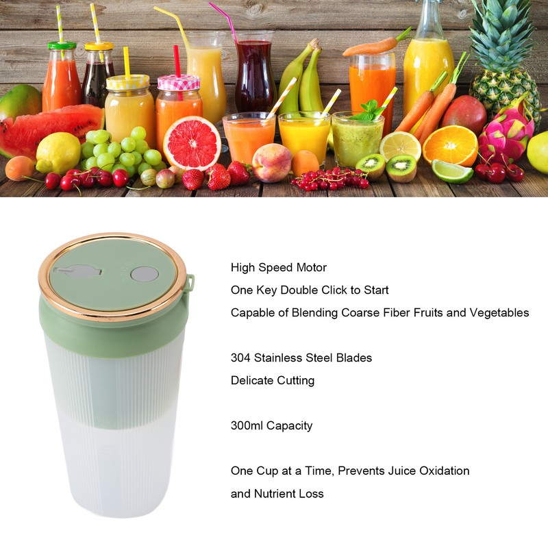 Portable Blender 4 Blades Cordless 300ml Capacity USB Rechargeable Handheld