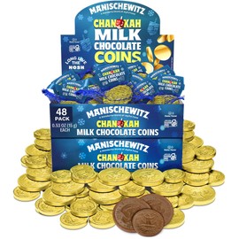 Hanukkah Gelt, Manischewitz Milk Chocolate Gold Coins (48 Bags) | St. Patrick’s Day Chocolate Coins | Mesh Bags Filled with Individually Wrapped Hanukkah Gelt, Gluten Free - Best By: 6/27/2026