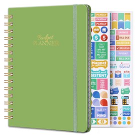 Budget Planner - Budget Book with Bill Organizer and Expense Tracker, 6.1" x 8.25", 12 Month Undated Finance Planner/Account Book to Take Control of Your Money, Start Anytime - Light Green