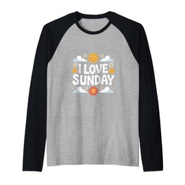 I Love Sunday Sunflower Cloud Art Raglan Baseball Tee