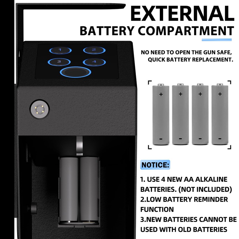 Urban Deco Biometric Handgun Gun Safe for Nightstand, Desk, Bed