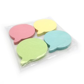 400 Quality Speech Bubble Shaped Pastel Coloured Removable Sticky Notes 76x76mm 4 Pads of 100 Sheets - Blue, Pink, Green, Yellow
