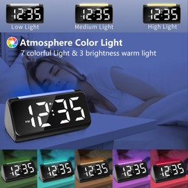Alarm Clock Bedside with Night Light, Simple Large LED Display Big Number Digital Alarm Clocks for Living Room, with Dimmer USB Charger, Dual Alarm Clocks, Room Decor