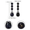 EVER FAITH Black Rhinestone Crystal Multi Teardrop Pierced Drop Dangle
